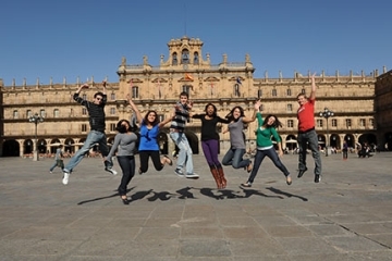 Students Jumping up and down Abroad
